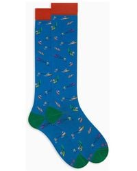 Gallo - Herren Baumwoll-Wassersport Gemusterte Lange Socken Hellblau - Lyst