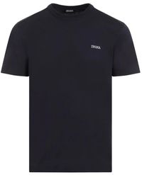 Zegna - Blauer baumwoll-logo-t-shirt ss24 - Lyst