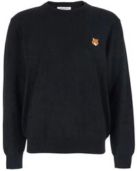 Maison Kitsuné - Fox Head Wool Crewneck Sweater - Lyst
