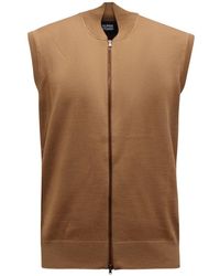 Alpha Studio - Jassen ,Bruin ,Wol Merinos Wol Bomber Vest - Lyst