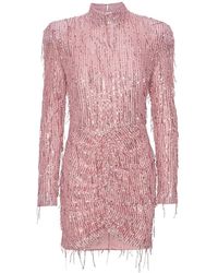 ROTATE BIRGER CHRISTENSEN - Vestido Corto Rosa Con Lentejuelas Y Flecos, Mujer, Talla - Lyst