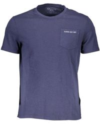 Guess - Blauw Katoenen T-Shirt - Lyst