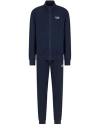 EA7 - Fitness ,Blauw ,Katoen Blauw Sportief Katoenen Trainingspak - Lyst