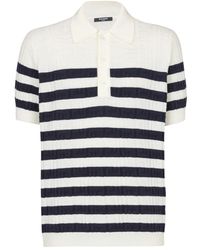 Balmain - Tops ,Wit ,Gestreept Gebreid Poloshirt Met Monogram - Lyst