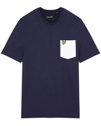 Lyle & Scott - Contrast Pocket Tee Lichen Navy And White - Lyst