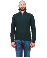 AT.P.CO - Truien & Vesten ,Groen ,Wol Groene Half Zip Herentrui - Lyst