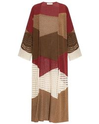 Akep - Truien & Vesten ,Veelkleurig ,Katoen Colour-Block Open-Knit Cardigan - Lyst