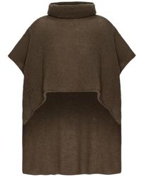 American Dreams - Jassen ,Bruin ,Wol Donkerbruine Mouwloze Rolkraag Poncho - Lyst