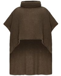 American Dreams - Dunkelbrauner ärmelloser rollkragenponcho - Lyst