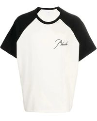Rhude - Vintage weiß/schwarzes raglan t-shirt mit logo-stickerei - Lyst
