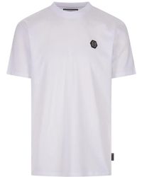 Philipp Plein - Weißes t-shirt mit hexagon-applikation - Lyst