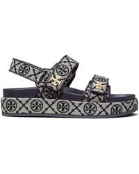 Tory Burch - Schoenen ,Blauw ,Leer T Monogram Kira Sport Sandal - Lyst