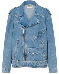 Moschino - Cotton Denim Biker Jacket - Lyst