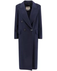 Max Mara - Jassen ,Blauw ,Wol Blauwe Wollen Kasjmier Double-Breasted Jas - Lyst