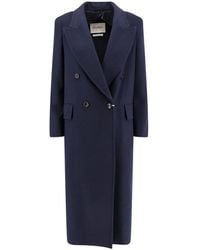 Max Mara - Jassen ,Blauw ,Wol Blauwe Wollen Kasjmier Double-Breasted Jas - Lyst