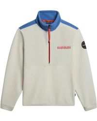 Napapijri - Fitness ,Wit ,Polyester Gele Half Zip Fleece Anderby - Lyst