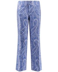 Etro - Broeken ,Blauw ,Polyester Rechte Broek - Lyst