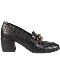 Roberto Del Carlo - Zapatos de tacón medio de cuero negro estampado - Lyst