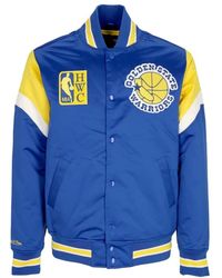 Mitchell & Ness - Jassen ,Blauw ,Polyester Nba Bomberjack Golden State Warriors - Lyst
