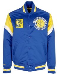 Mitchell & Ness - Jassen ,Blauw ,Polyester Nba Bomberjack Golden State Warriors - Lyst