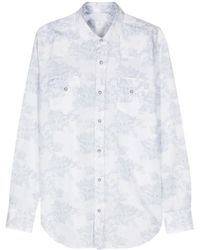 Eleventy - Camicia blu a fiori - Lyst