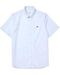 Lacoste - Camicia in cotone premium regular fit con motivo a quadri vichy - Lyst