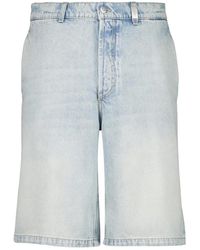 McQueen - Korte Broeken ,Blauw ,Denim Blauwe Stonewashed Denim Wijde Shorts - Lyst