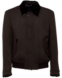 Fay - Jassen ,Bruin ,Wol Double-Face Wool Bomber Jacket - Lyst