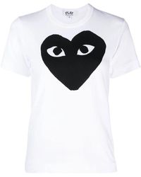 COMME DES GARÇONS PLAY - T-shirt in cotone con logo cuore bianco - Lyst
