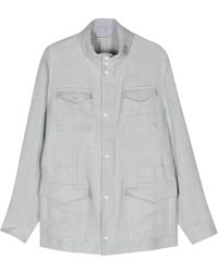 Eleventy - Blauwe Linnen Field Jacket - Lyst