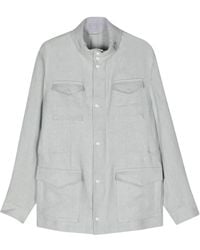 Eleventy - Blauwe Linnen Field Jacket - Lyst