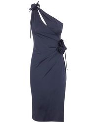 Coperni - Kleedjes ,Zwart ,Asymmetrische Mini Bloemenjurk - Lyst