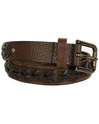 Dolce & Gabbana - Metalen Gesp Kalfsleren Geweven Riem - Lyst