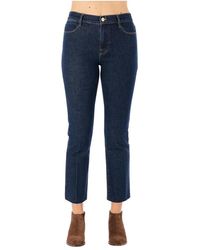 FRAME The High Straight Raw Edge - Blauw