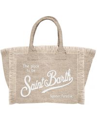 Mc2 Saint Barth - Mini borsa vanity in lino cotone sabbia - Lyst