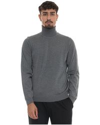 BOSS - Truien & Vesten ,Grijs ,Wol Turtleneck Pullover Met Logo - Lyst