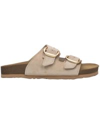 ESTRO - Veloursleder pantoletten mit dicken riemen er00115134 - Lyst