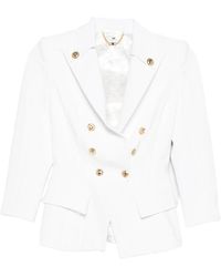 Elisabetta Franchi - Jassen ,Wit ,Polyester Double-Layer Stretch Crepe Jas - Lyst