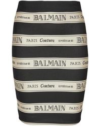 Balmain - Rokken ,Zwart ,Korte Jacquardrok Met Lintmotief - Lyst
