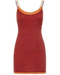 Oséree - Kleedjes ,Oranje ,Leer Double Gem Short Dress - Lyst