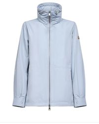 Moncler - Jassen ,Blauw ,Leer Enette Hooded Short Parka - Lyst