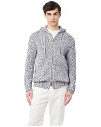 Eleventy - Truien & Vesten ,Blauw ,Leer Maglia Full Zip Cappuccio - Lyst