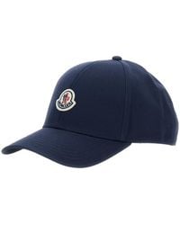 Moncler - Accessoires ,Blauw ,Katoen Gabardine Baseballpet - Lyst