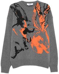 MSGM - Grijze Wollen Trui Aw25 - Lyst