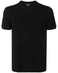 Giorgio Armani - T-shirt slim fit nera con logo ricamato - Lyst