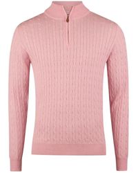 Stenströms - Kabelgebreide Merino Wol Half Zip Trui - Lyst