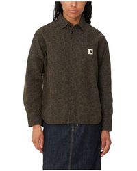 Carhartt - Overhemden ,Bruin ,Katoen Camo Leo Shirt Groen Bruin - Lyst