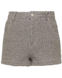 IRO - Korte Broeken ,Grijs ,Katoen Lichtgrijze Cotton Blend Bouclé Shorts - Lyst