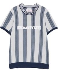 Martine Rose - Tops ,Blauw ,Polyester Ribgebreide Crewneck Met Jacquard Logo - Lyst
