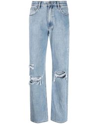 Ksubi - Jeans ,Blauw ,Katoen Authentieke Trashed Wide Leg Jeans Blauw - Lyst